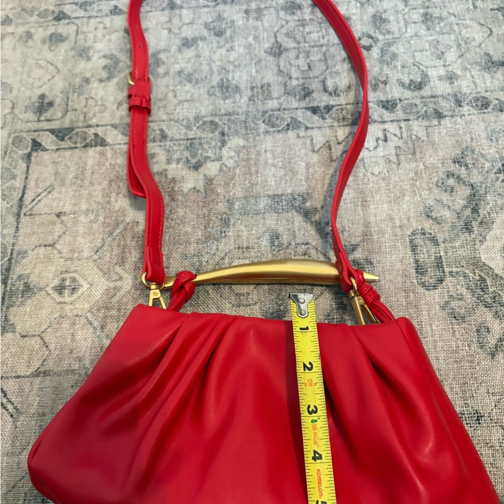 Anthropologie Red Satchel with Gold Handle - Picture 4 of 4